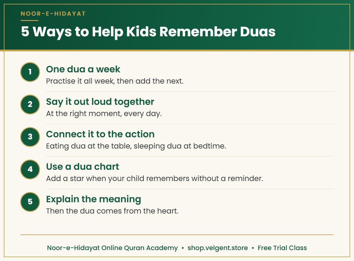 Tips to teach daily duas for kids at home