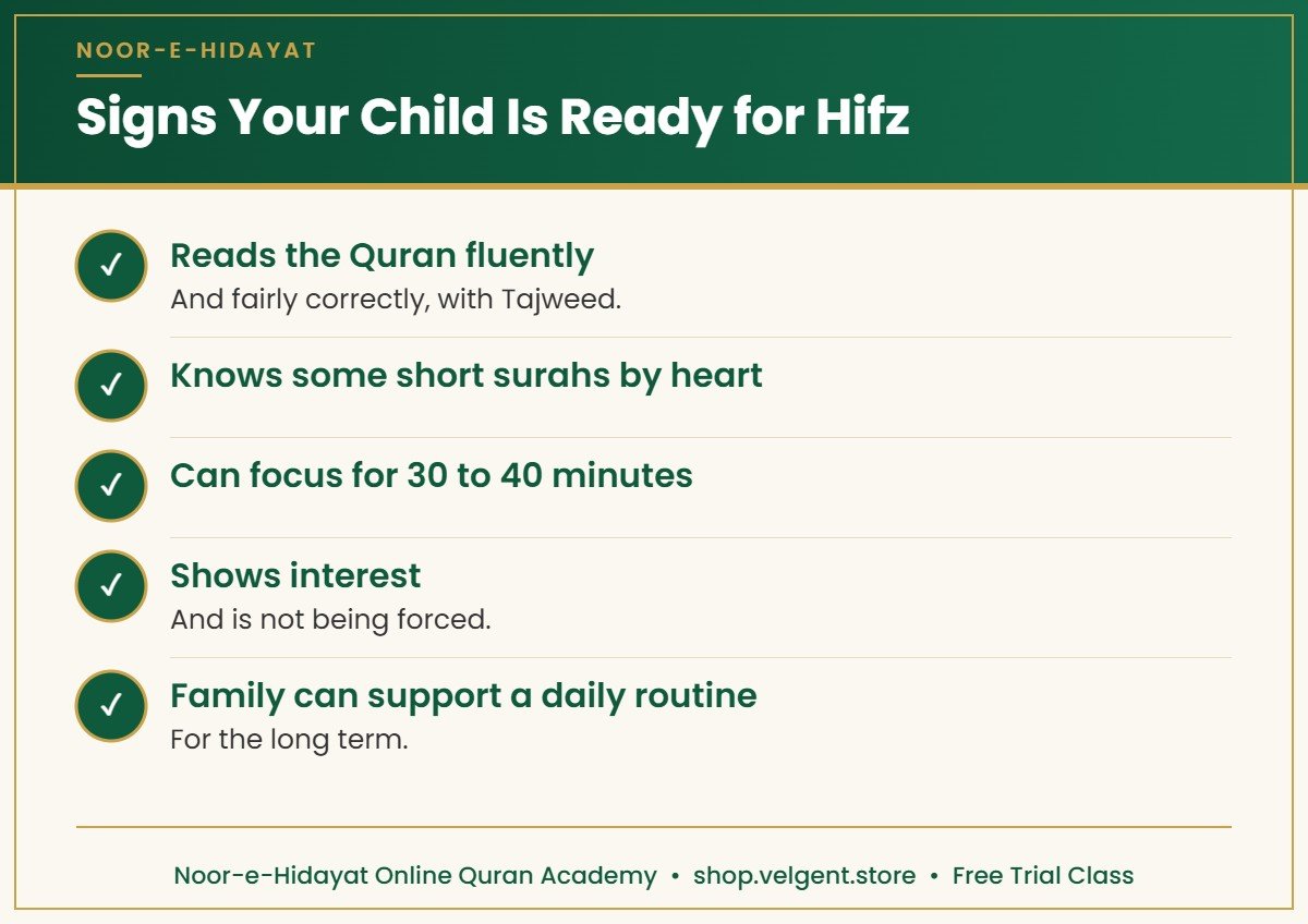 Signs your child is ready to start a hifz routine for kids